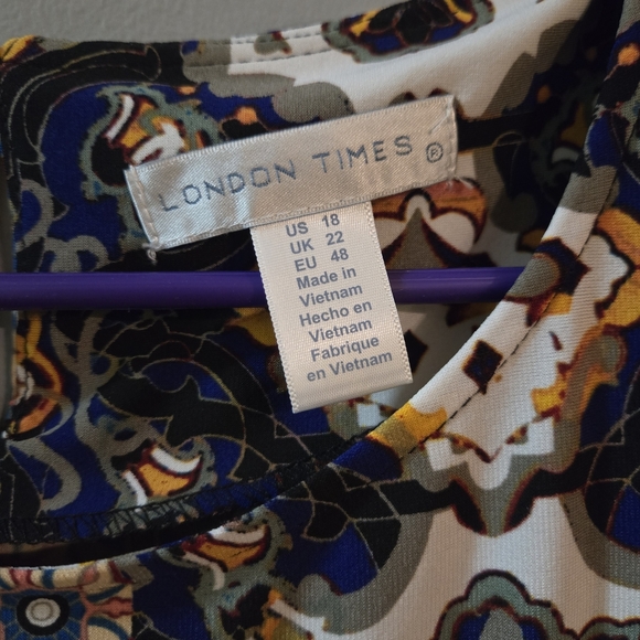 London Times 18 Patterned Midi Dress Geometric Boho Comfy Texture Plus Size Fall - Picture 2 of 6